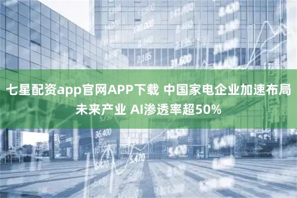 七星配资app官网APP下载 中国家电企业加速布局未来产业 AI渗透率超50%